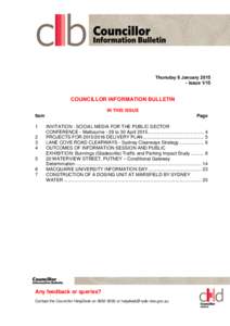 Agenda of Councillor Information Bulletin - 8 January 2015