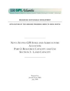 MEASURING SUSTAINABLE DEVELOPMENT  APPLICATION OF THE GENUINE PROGRESS INDEX TO NOVA SCOTIA NOVA SCOTIA GPI SOILS AND AGRICULTURE ACCOUNTS: