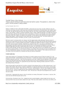 KeepMedia | Esquire:The $20 Theory of the Universe  Page 1 of 5 click to begin printing