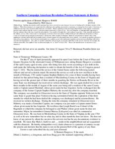 Southern Campaign American Revolution Pension Statements & Rosters Pension application of Bennett Hargrove R4608 Transcribed by Will Graves f6VA[removed]