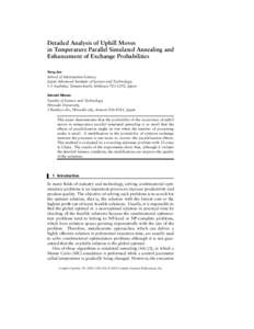 Detailed Analysis of Uphill Moves in Temperature Parallel Simulated Annealing and Enhancement of Exchange Probabilities