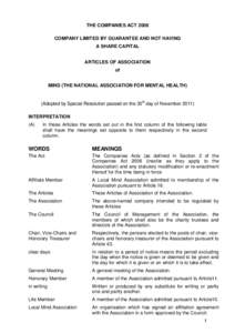 Articles of Association - passed 30 Nov 2011