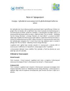 Nota ta’ Spjegazzjoni Enerġija – l-għodda tal-osservazzjoni tal-CO2 għall-attivitajiet kollha tassetturi Din l-għodda tista’ tkun t’għajnuna għall-awtoritajiet lokali li qed jiffirmaw il-ftehim talgżejjer 