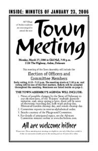 INSIDE: MINUTES OF JANUARY 23, 2006  Town Meeting All Village of Arden residents