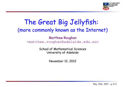 The Great Big Jellysh: (more 
ommonly known as the Internet) Matthew Roughan  <>
