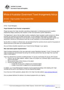 Whole-of-Australian-Government Travel Arrangements Advice[removed]Virgin Australia Travel Voucher Offer