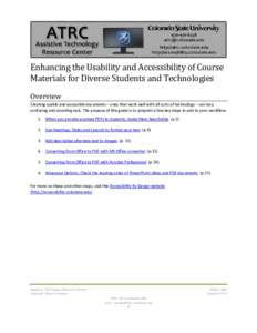 Usability and Accessibility of Course Materials