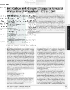 Published online August 27, 2007  Soil Carbon and Nitrogen Changes in Forests of Walker Branch Watershed, 1972 to 2004 D. W. Johnson* Natural Resources and Environmental Science