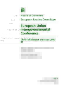 House of Commons European Scrutiny Committee European Union Intergovernmental Conference