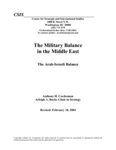 The Military Balance in the Middle East - February 18, 2004