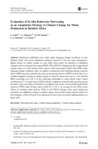 Water Resour Manage DOIs11269y Evaluation of In Situ Rainwater Harvesting as an Adaptation Strategy to Climate Change for Maize Production in Rainfed Africa