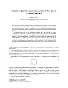 Structured general corecursion and coinductive graphs [extended abstract] Tarmo Uustalu Institute of Cybernetics at Tallinn University of Technology, Estonia 