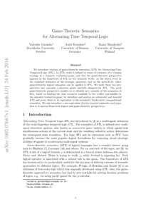Game-Theoretic Semantics for Alternating-Time Temporal Logic arXiv:1602.07667v1 [math.LO] 24 FebValentin Goranko1