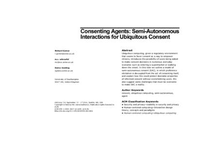 Consenting Agents: Semi-Autonomous Interactions for Ubiquitous Consent