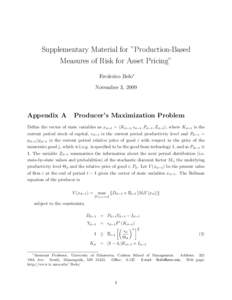 Supplementary Material for ”Production-Based Measures of Risk for Asset Pricing” Frederico Belo∗ November 3, 2009  Appendix A