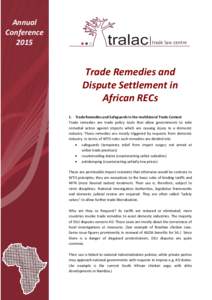 Annual Conference 2015 Trade Remedies and Dispute Settlement in