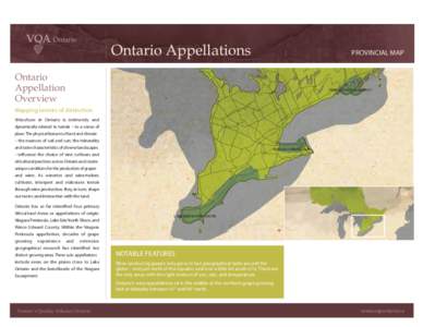 Ontario Appellations  PROVINCIAL MAP Ontario Appellation