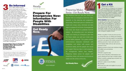 Preparing Makes Sense For People With Disabilities, Others with Access and Functional Needs and the Whole Community.