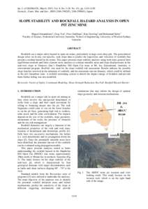 Int. J. of GEOMATE, March, 2015, Vol. 8, No. 1 (Sl. No. 15), pp[removed]Geotech., Const. Mat. and Env., ISSN:[removed]P), [removed]O), Japan SLOPE STABILITY AND ROCKFALL HAZARD ANALYSIS IN OPEN PIT ZINC MINE Maged A