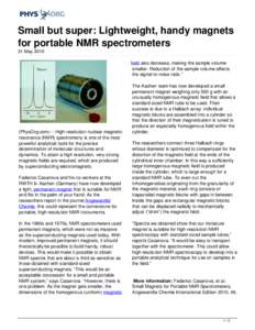 Small but super: Lightweight, handy magnets for portable NMR spectrometers