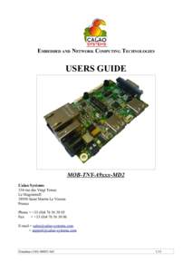 EMBEDDED AND NETWORK COMPUTING TECHNOLOGIES  USERS GUIDE MOB-TNY-A9xxx-MD2 Calao Systems