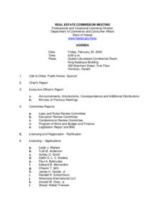 Real Estate Commission Meeting Agenda February 2005
