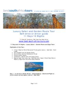 11 Day Luxury Safari - Garden Route