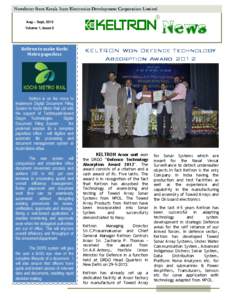 Newsletter from Kerala State Electronics Development Corporation Limited Aug – Sept, 2013 Volume 1, Issue 5 Keltron is on the move to implement Digital Document Filing