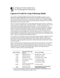 UC Manure Technical Guide Series for Crop Management Professionals Legume N Credit for Crops Following Alfalfa ______________________________________________ Corn and other crops following alfalfa require lower rates of 