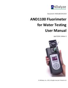 Document: AND1100AND1100 Fluorimeter for Water Testing User Manual April 2014, Edition 3