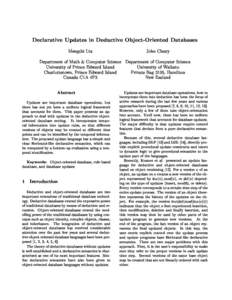 Declarative Updates in Deductive Object-Oriented Databases  Mengchi Liu John Cleary