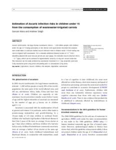 Q IWA Publishing 2010 Journal of Water and Health | 08.1 | Estimation of Ascaris infection risks in children under 15 from the consumption of wastewater-irrigated carrots
