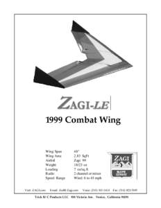 1999 Combat Wing  Wing Span Wing Area Airfoil Weight