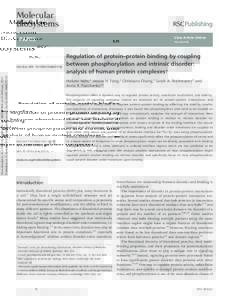 Molecular BioSystems View Article Online PAPER
