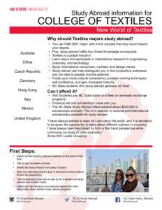 Study Abroad information for  COLLEGE OF TEXTILES New World of Textiles