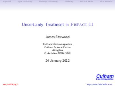 Fispact-II  Input Uncertainty Pathways Uncertainty