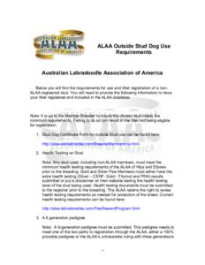    ALAA Outside Stud Dog Use Requirements  Australian Labradoodle Association of America