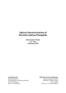 Optical characterization of Wurtzite Indium Phosphide Final master Thesis G.L. Tuin February 2010