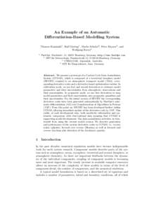An Example of an Automatic Differentiation-Based Modelling System Thomas Kaminski1 , Ralf Giering1 , Marko Scholze2 , Peter Rayner3 , and Wolfgang Knorr4 1