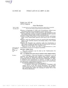 115 STATPUBLIC LAW 107–40—SEPT. 18, 2001 Public Law 107–40 107th Congress