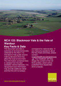 NCA 133: Blackmoor Vale & the Vale of Wardour Key Facts & Data