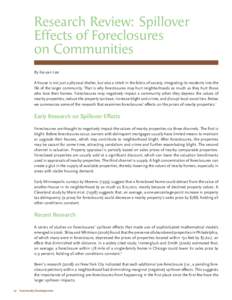 Research Review: Spillover Effects of Foreclosures on Communities