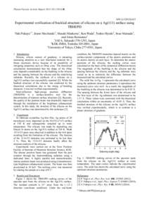 Photon Factory Activity Report 2013 #[removed]B  SPF-A3/2012G653 Experimental verification of buckled structure of silicene on a Ag(111) surface using TRHEPD