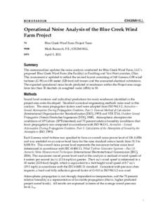 MEMORANDUM  Operational Noise Analysis of the Blue Creek Wind Farm Project TO: