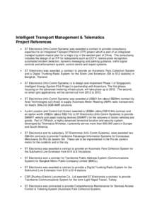 Project References : Intelligent Transport Management & Telematics