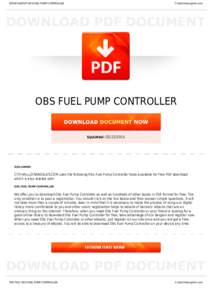 BOOKS ABOUT OBS FUEL PUMP CONTROLLER  Cityhalllosangeles.com OBS FUEL PUMP CONTROLLER