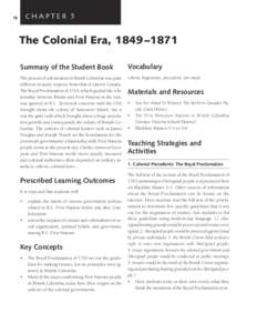 CHAPTER[removed]The Colonial Era, 1849–1871 Summary of the Student Book