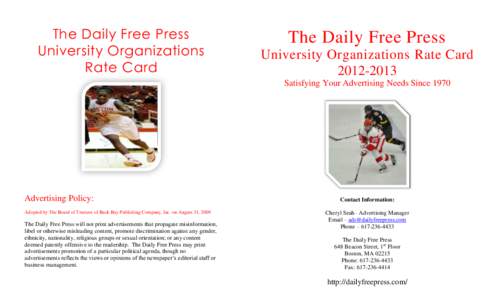 The Daily Free Press University Organizations Rate Card The Daily Free Press University Organizations Rate Card