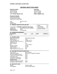 SYNBIONT LARGE/SMALL WOUND CARE  MATERIAL SAFETY DATA SHEET MANUFACTURER: Eq Ag Solutions th