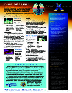 DIVE DEEPER!  Extreme 2008 This eight-page resource guide is designed to serve as a brief introduction to the deep sea and hydrothermal vents. Additional